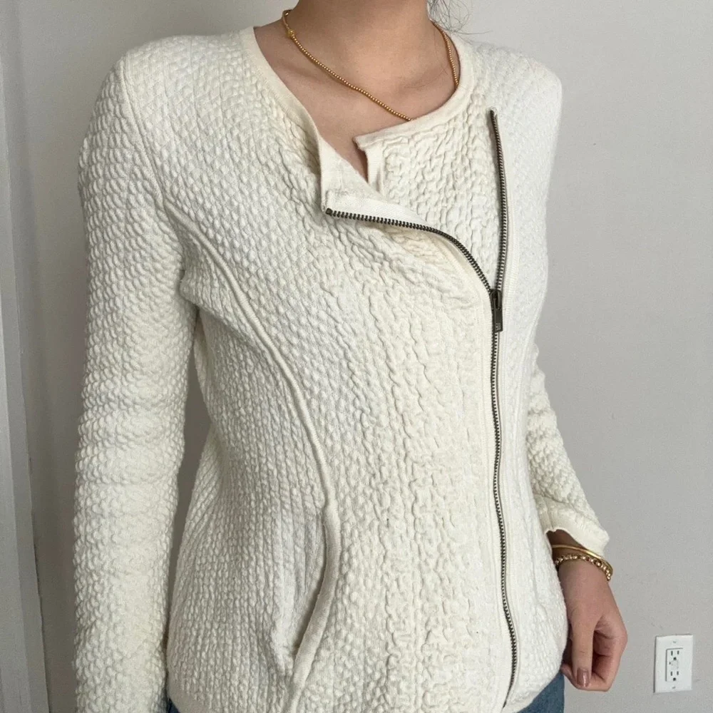 Anthropologie Angel Of The North Textured Vero Knit Asymmetric Zip Moto Jacket M